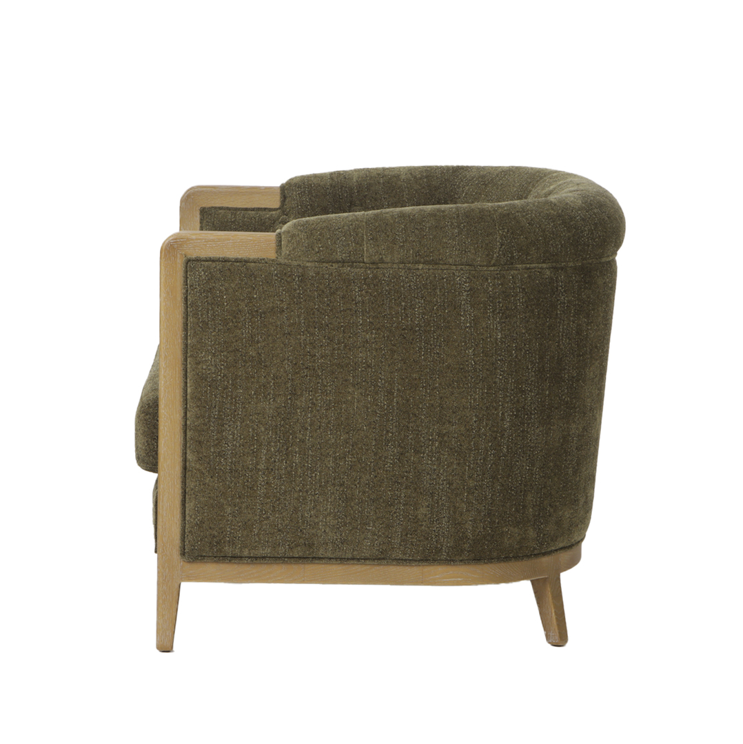 Regal 1 Seater Sofa Fabric With Washed Oak Frame -Olive Green image 4